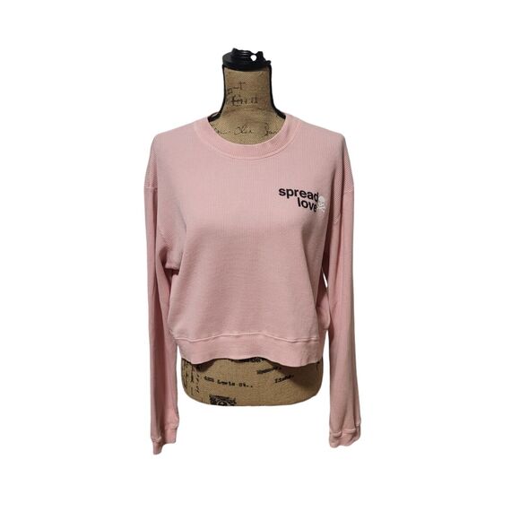 Soul Cycle Baby Pink Long Sleeve Spread Love Sweater Size Small - Picture 1 of 5